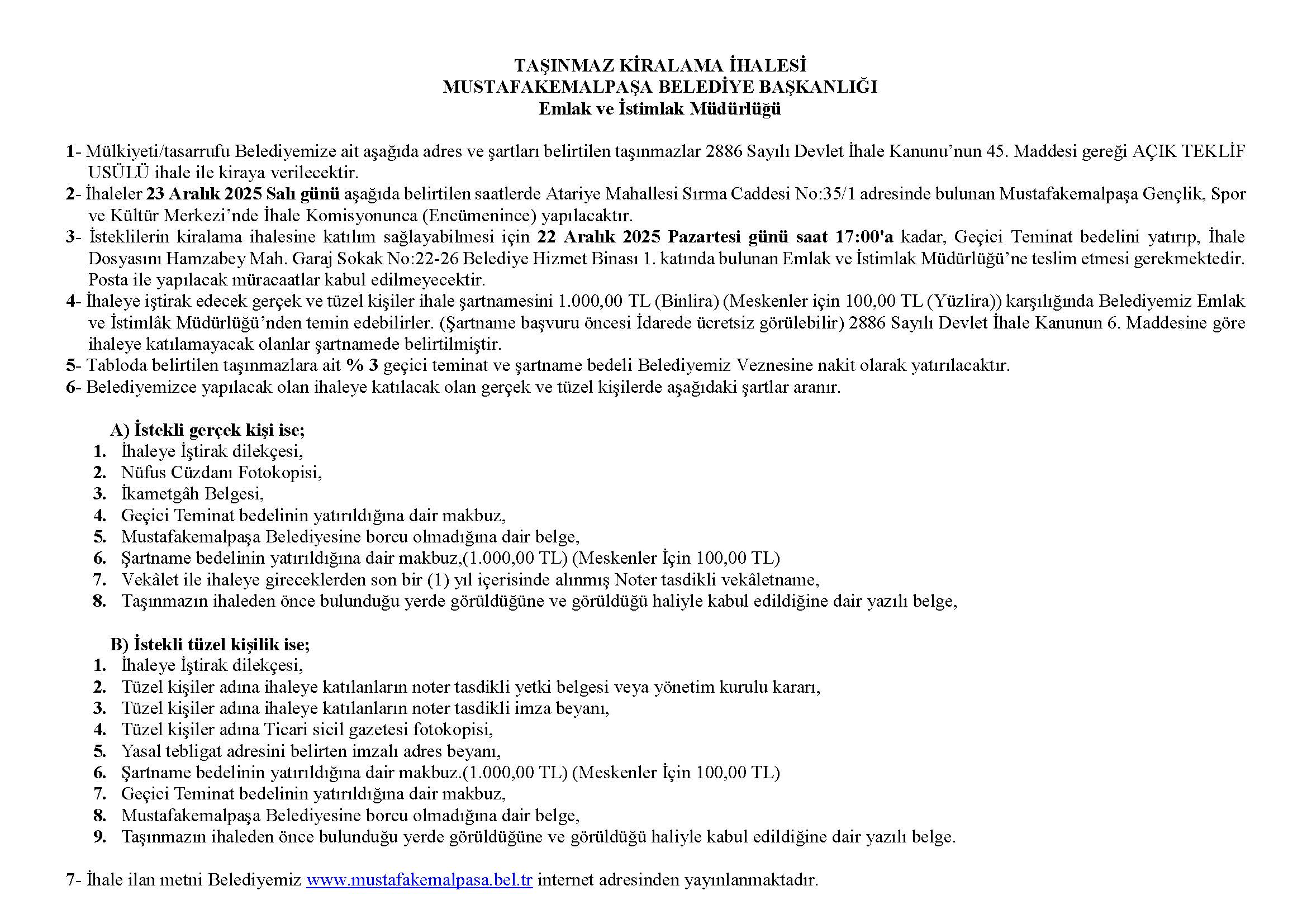 Kiralama Ihale Ilan Metni 23 12 2025 (Pdf)1765437099 Sayfa 1